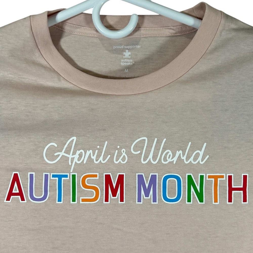 Autism Speaks World Autism Month Dusty Rose Pink Graphic T-Shirt Mens Medium New